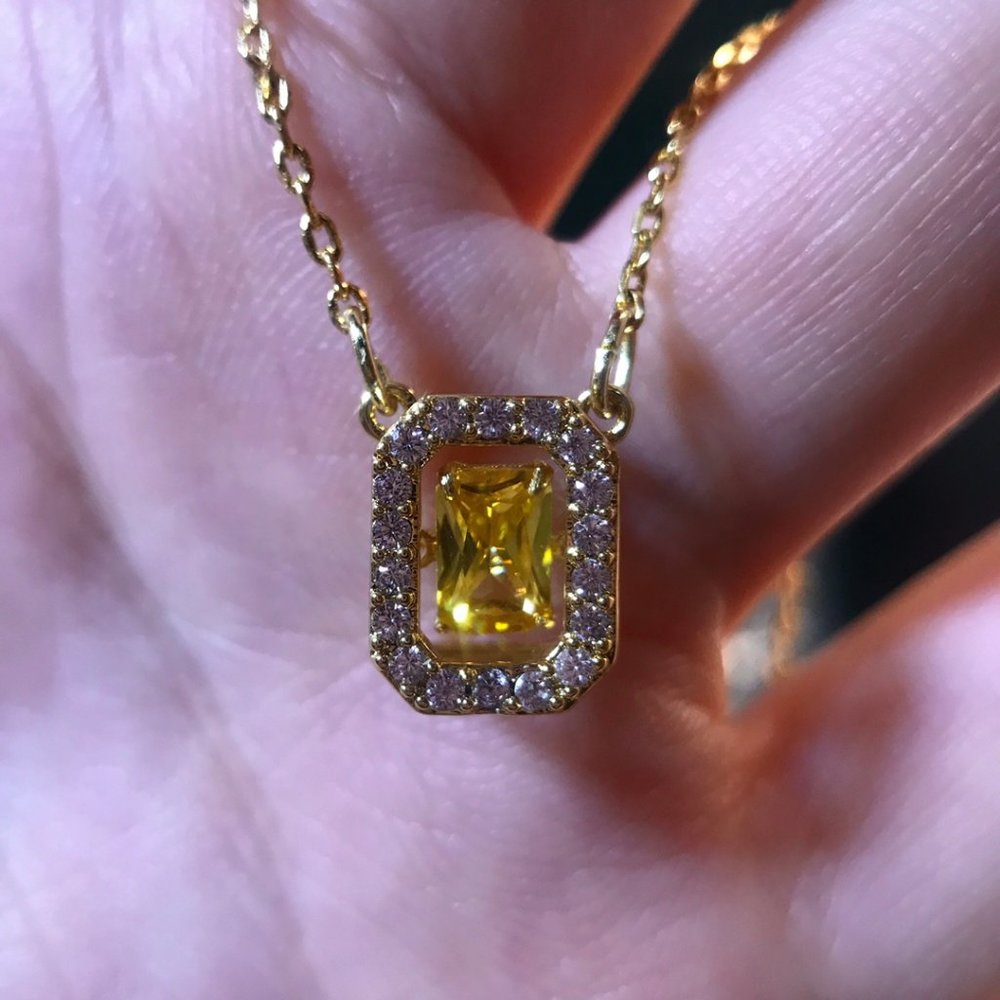 Swarovski gold square diamond necklace